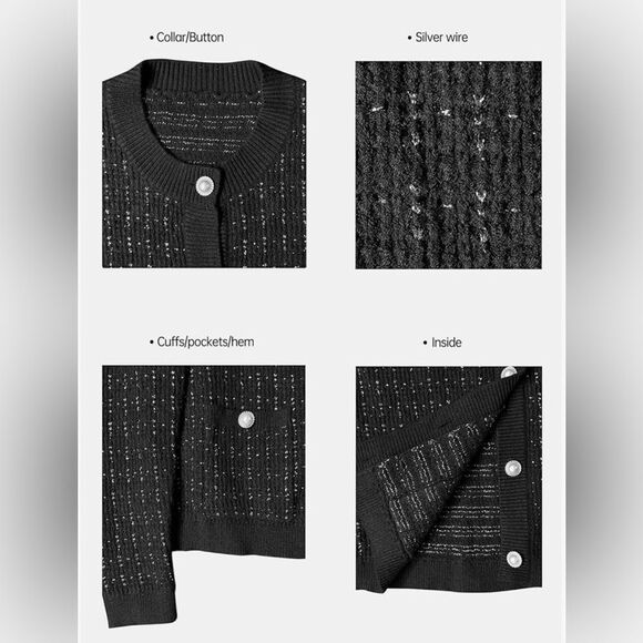 Alexis sweater or cardigan in black and silver with pearl buttons size XL - Picture 4 of 10